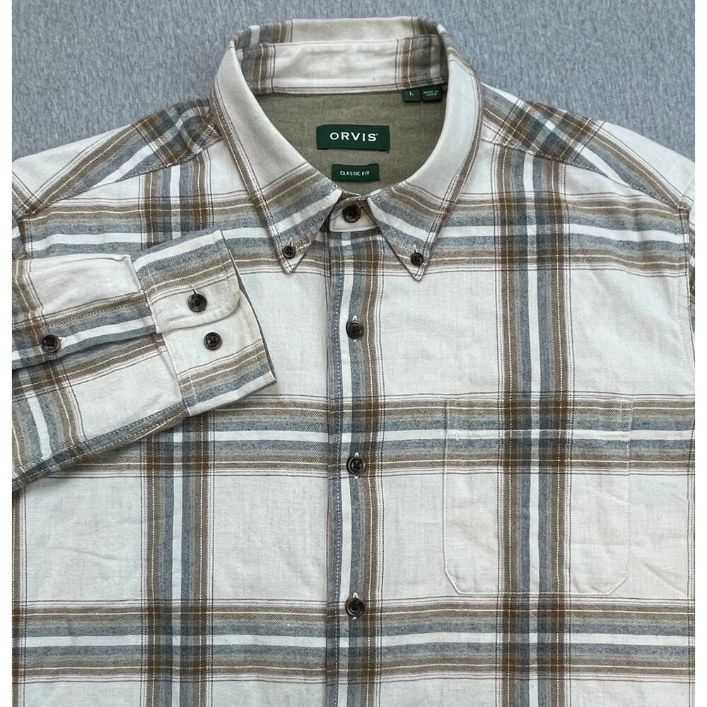 Orvis Shirt Mens‎ Large Plaid 100% Cotton Classic Fit Long Sleeve Button Down